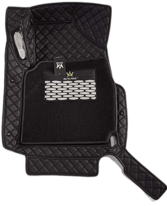 AM 7D Luxury Driver Side Car Floor Mat - Black Diamond Quilted