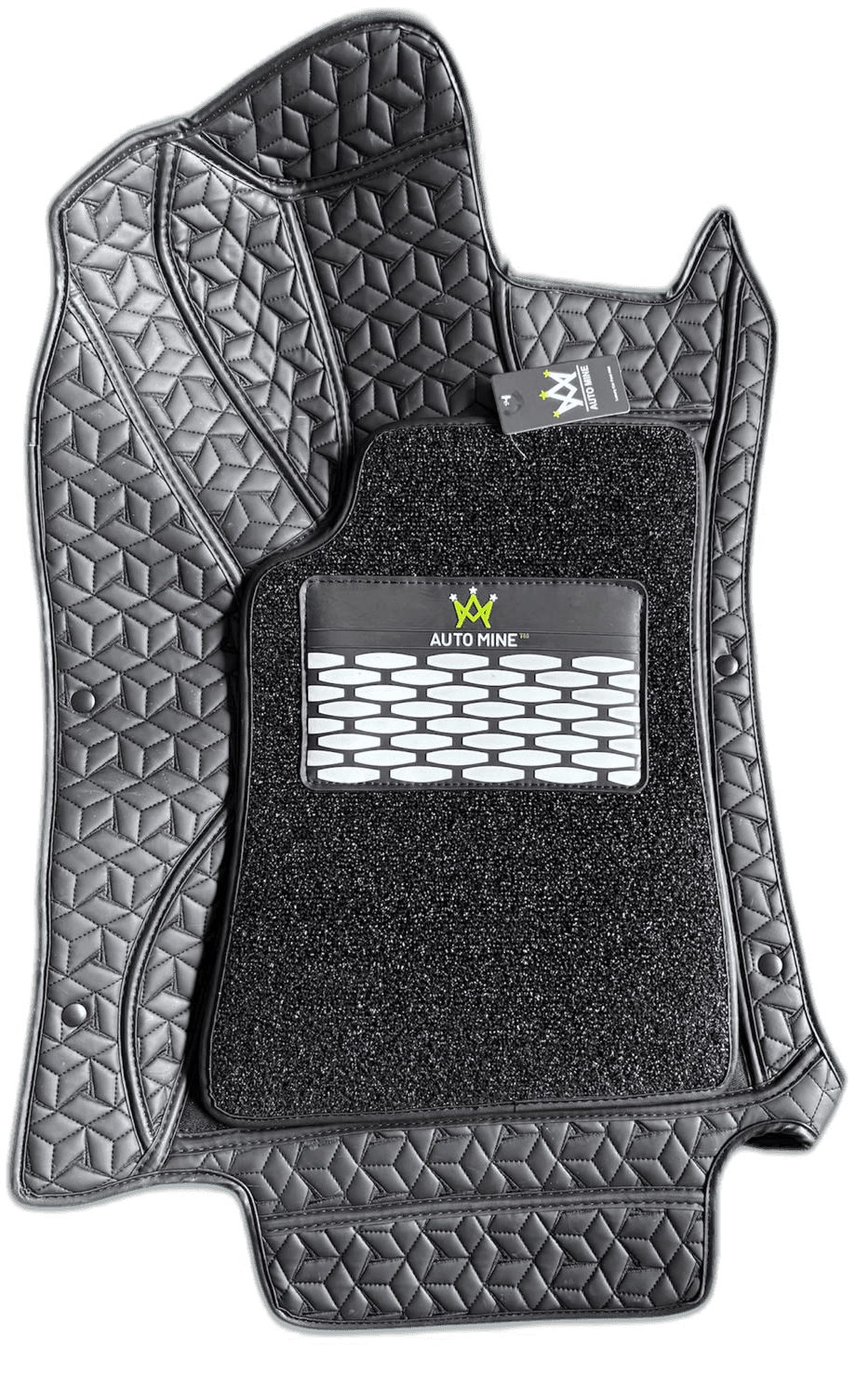 AM 7D Luxury Driver Side Car Floor Mat with Heel Pad - Black