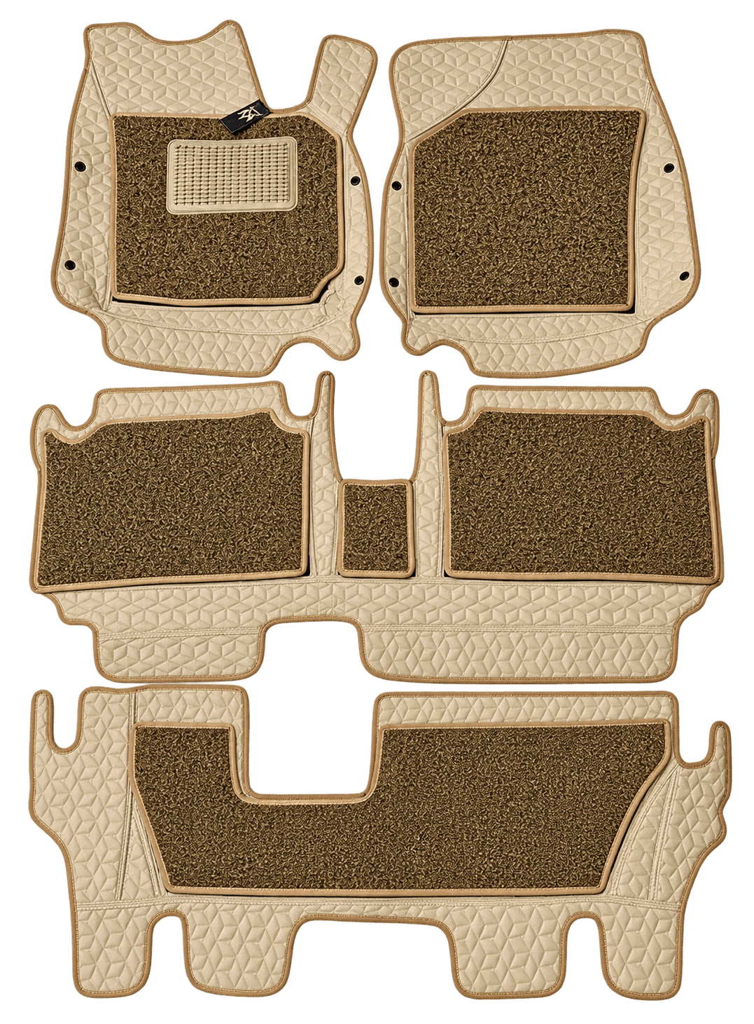AM 7D Custom Fit Car Floor Mats - Beige and Brown