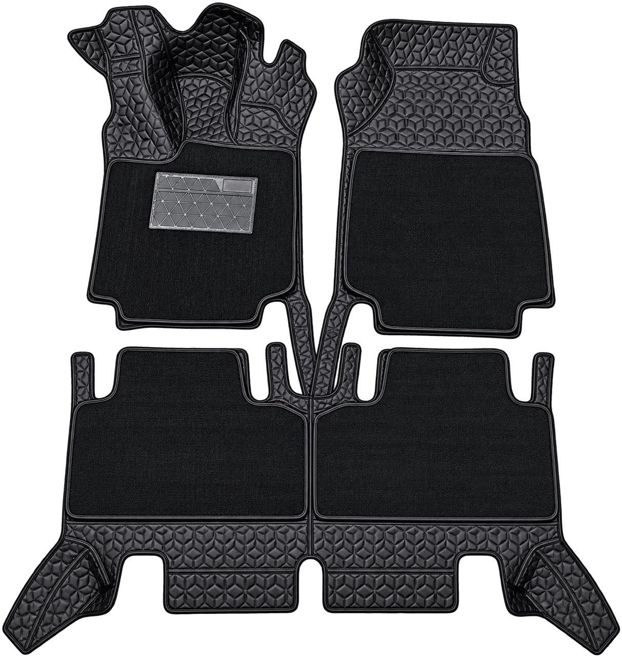 AM 7D Custom Fit Car Floor Mats Set - Black