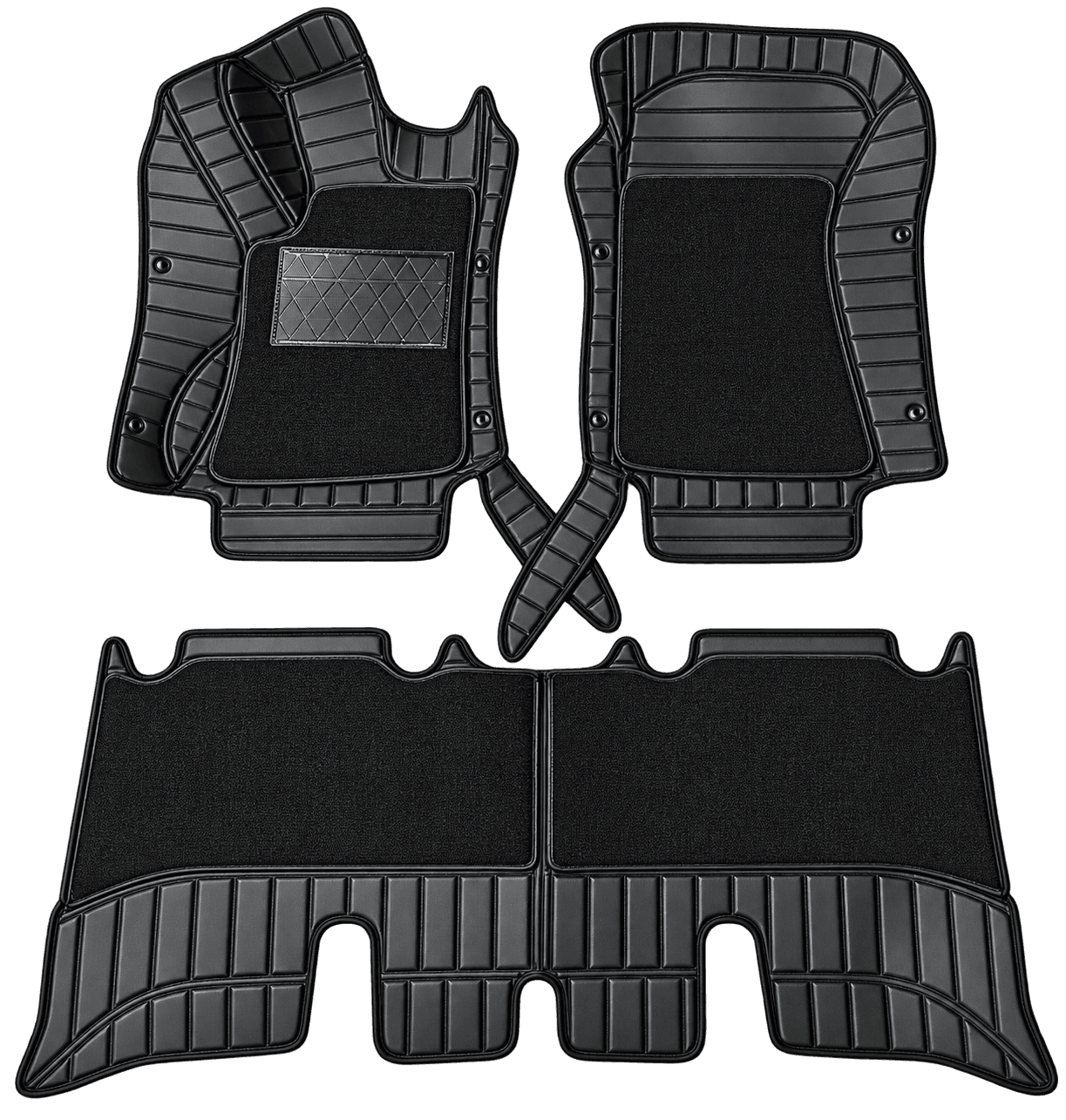 AM 7D Luxury Car Floor Mats Set - Black
