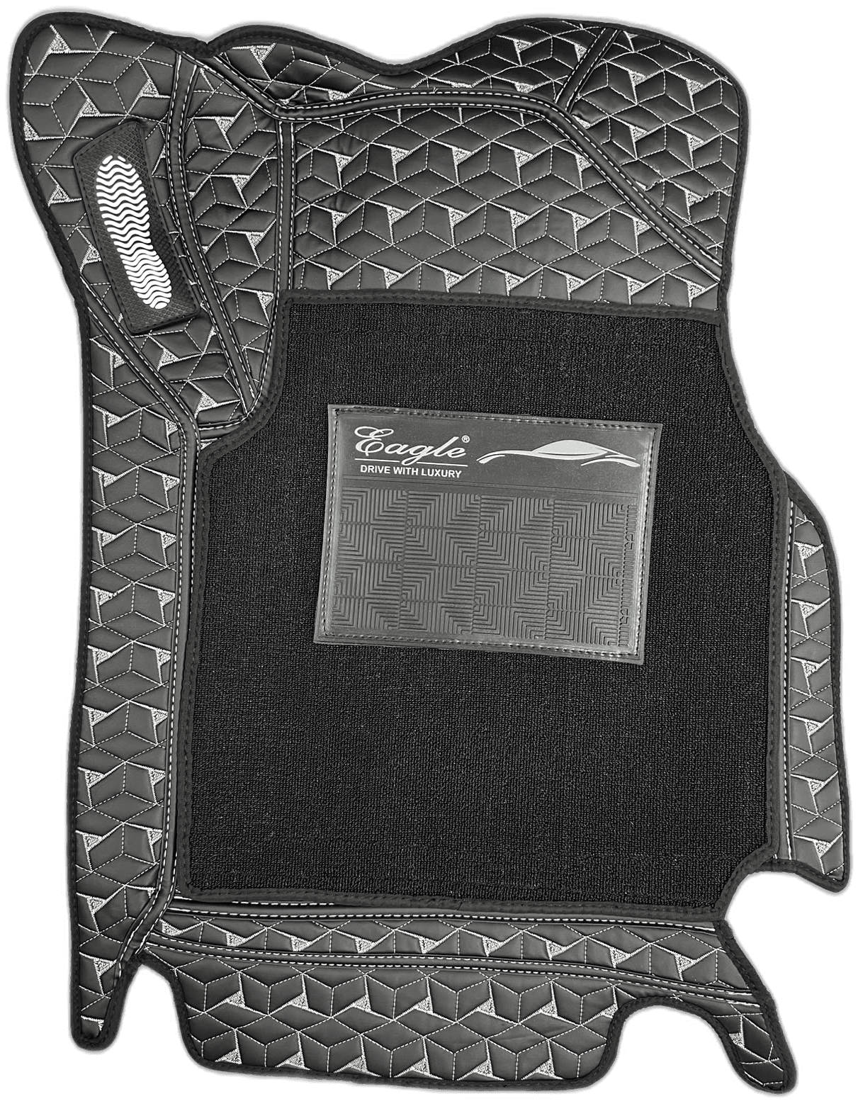 EG Drive with Luxury Black Geometric Quilted Car Floor Mat