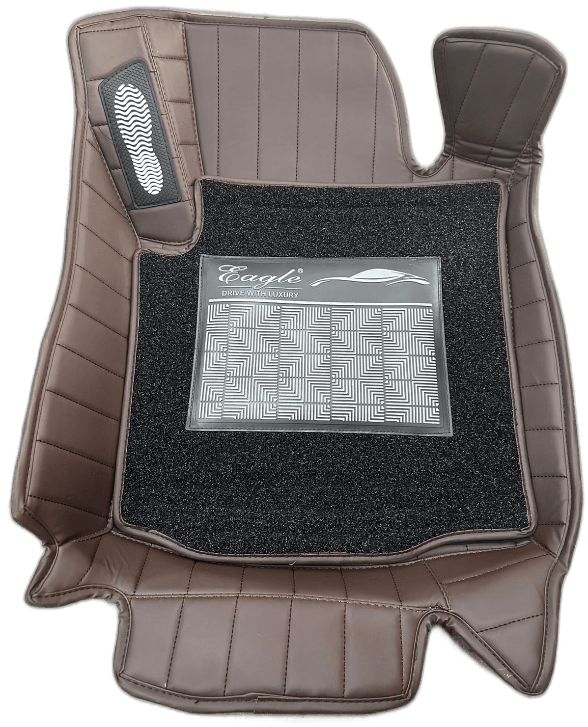 EG Brown and Black Custom-Fit Car Floor Mat with Heel Pad