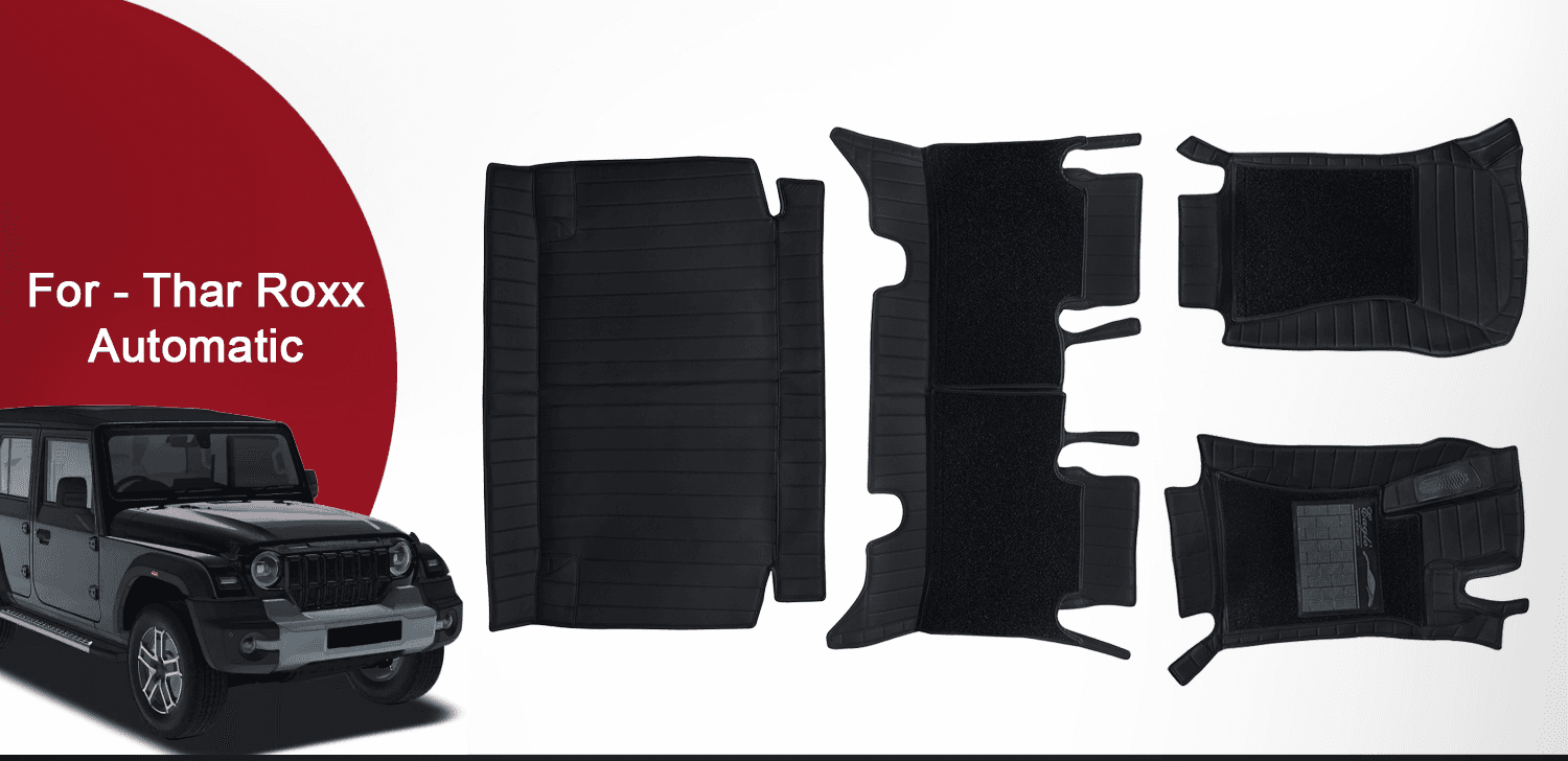 Premium 9D Car Floor Mats for Thar Roxx Automatic