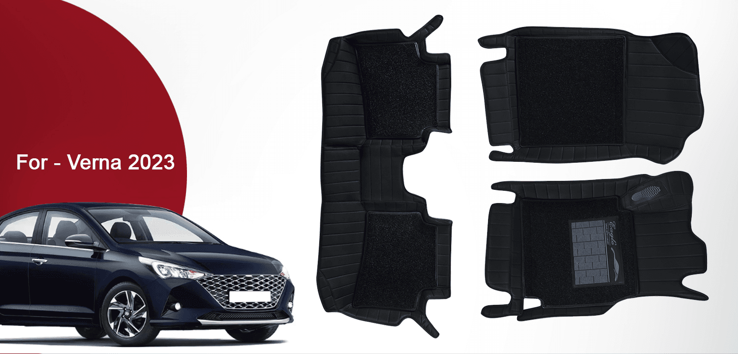 Premium 9D Car Floor Mats for Verna 2023 - Durable & Stain-Resistant