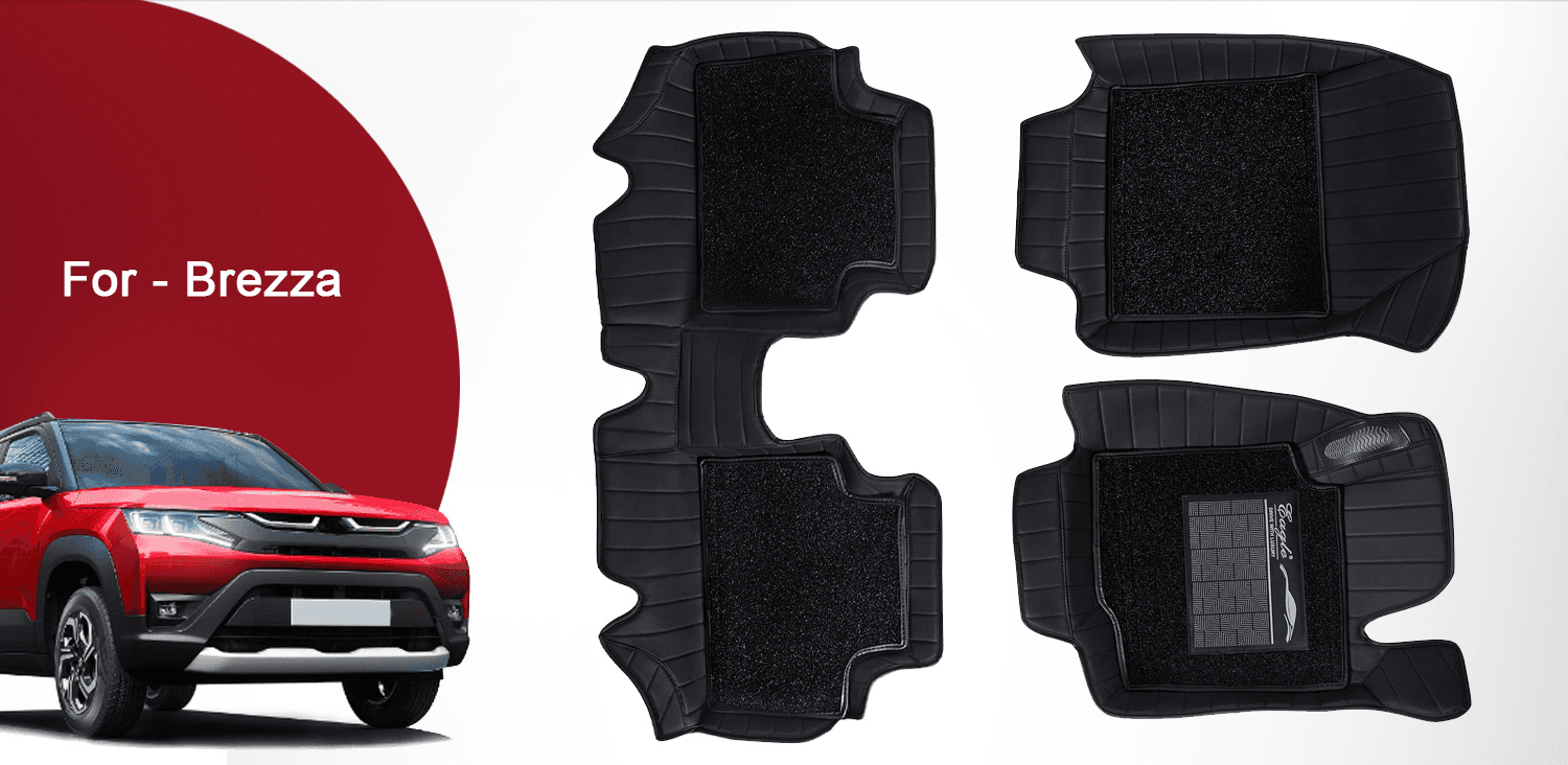 Premium 9D Car Floor Mats for Brezza